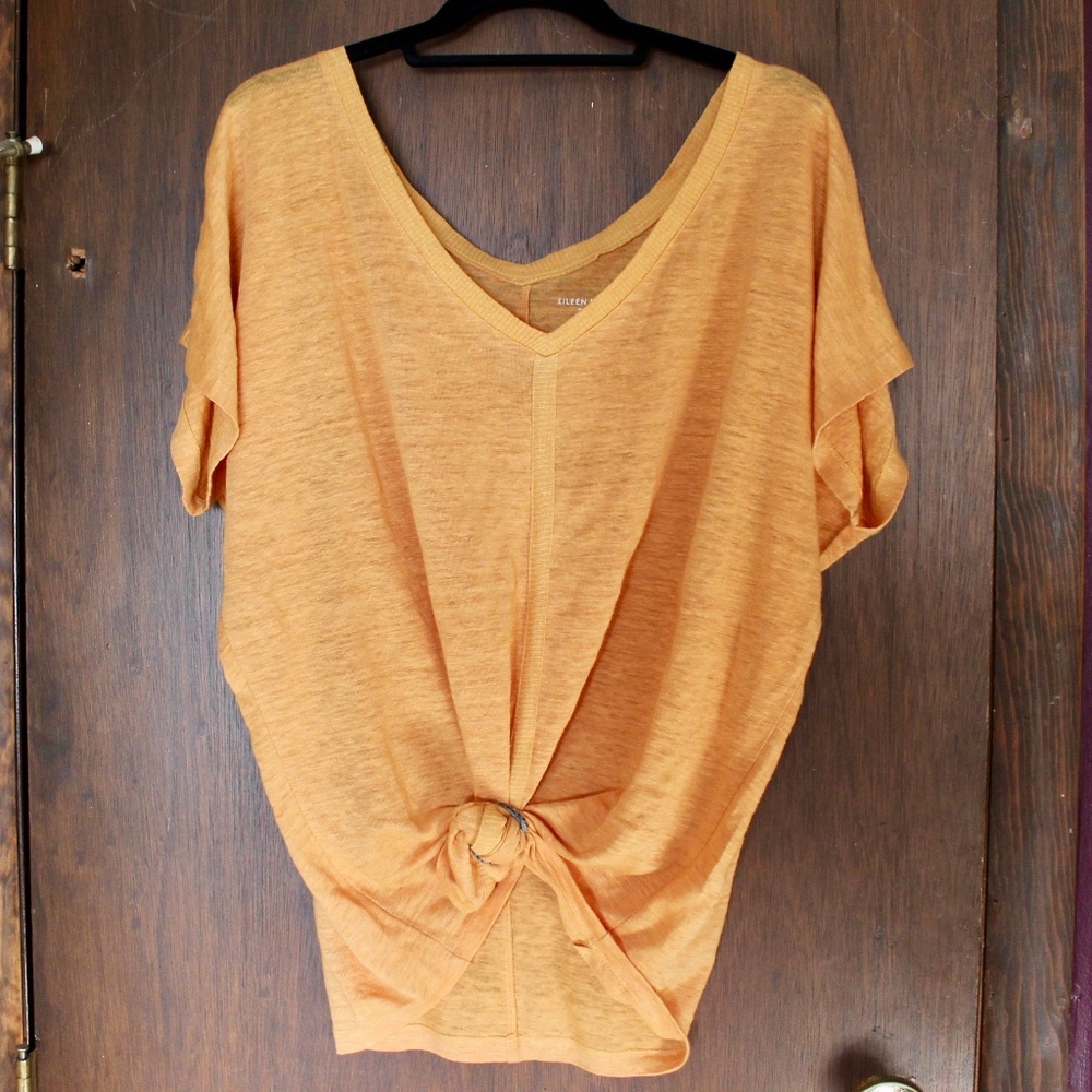 Eileen Fisher Linen Top, Size Medium, in Mustard